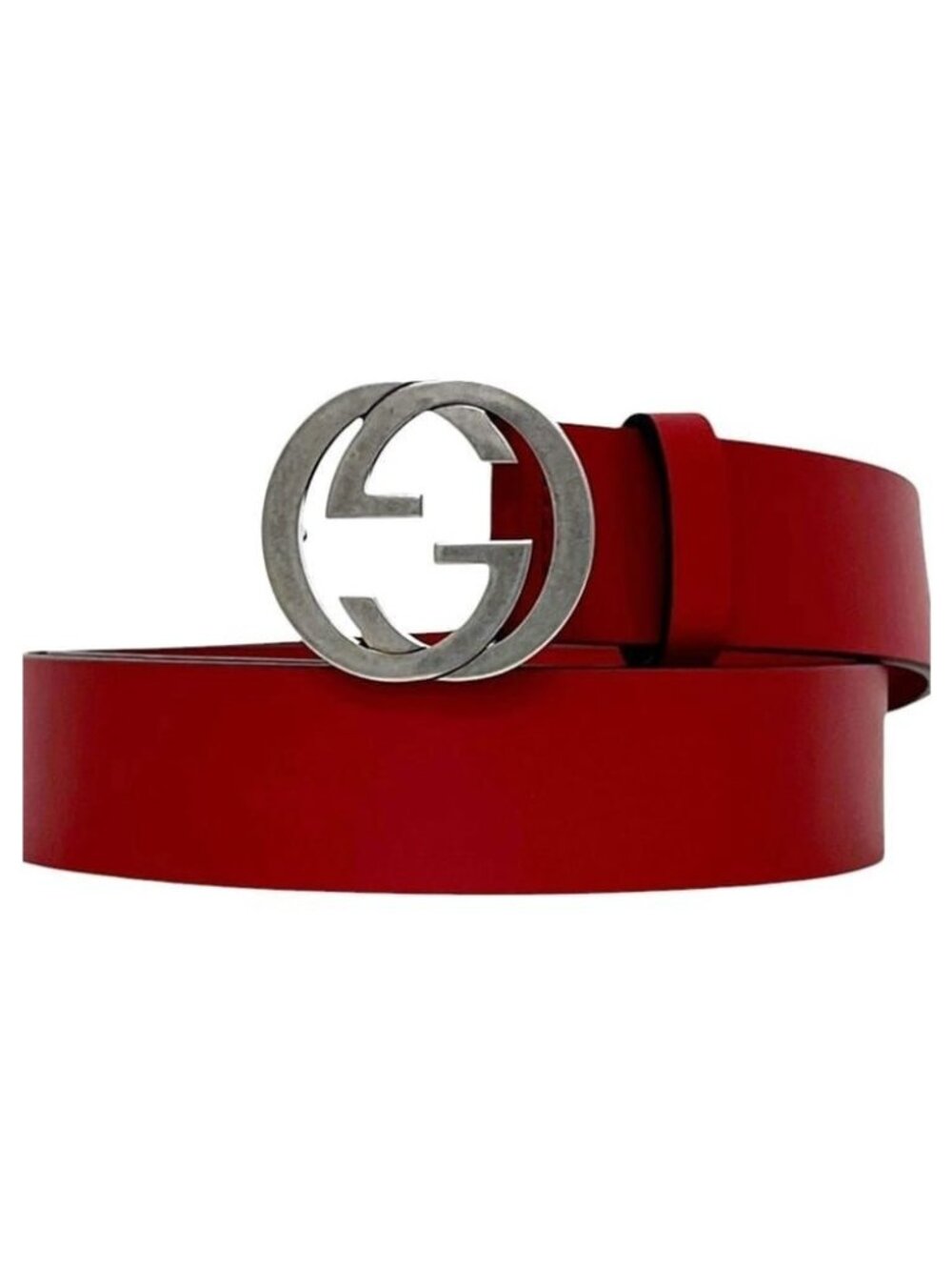 Gucci Belt Interlocking G 1 Leather Red GG 36